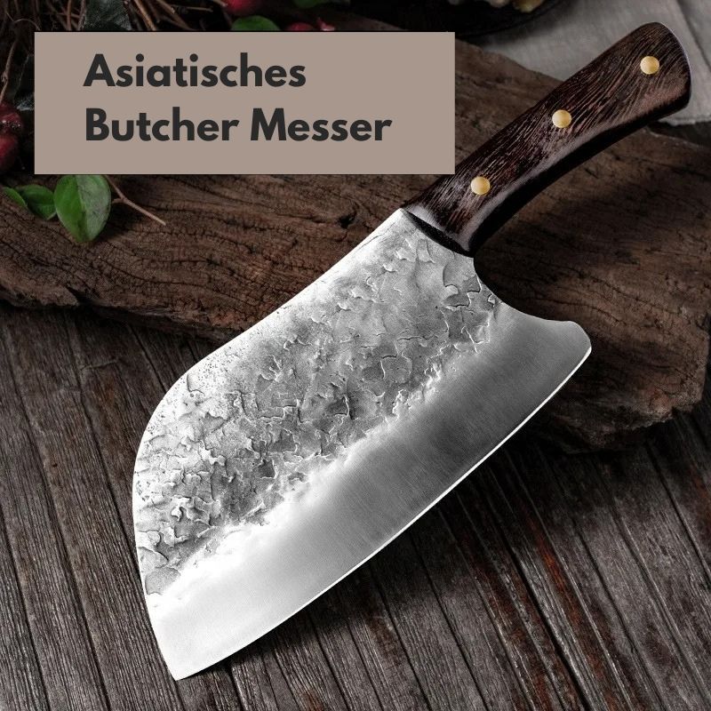 Der ergonomische Griff des Butcher Messers garantiert sicheren Halt und Kontrolle. Butcher Messer Griff: Komfortabel, rutschfest und ideal für präzise Handhabung.