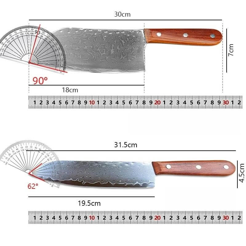 Ergonomischer Griff des Santoku Messers für sicheren und bequemen Halt. Damaszener Messer Santoku: Ergonomischer Griff für sicheren Halt und komfortable Handhabung.